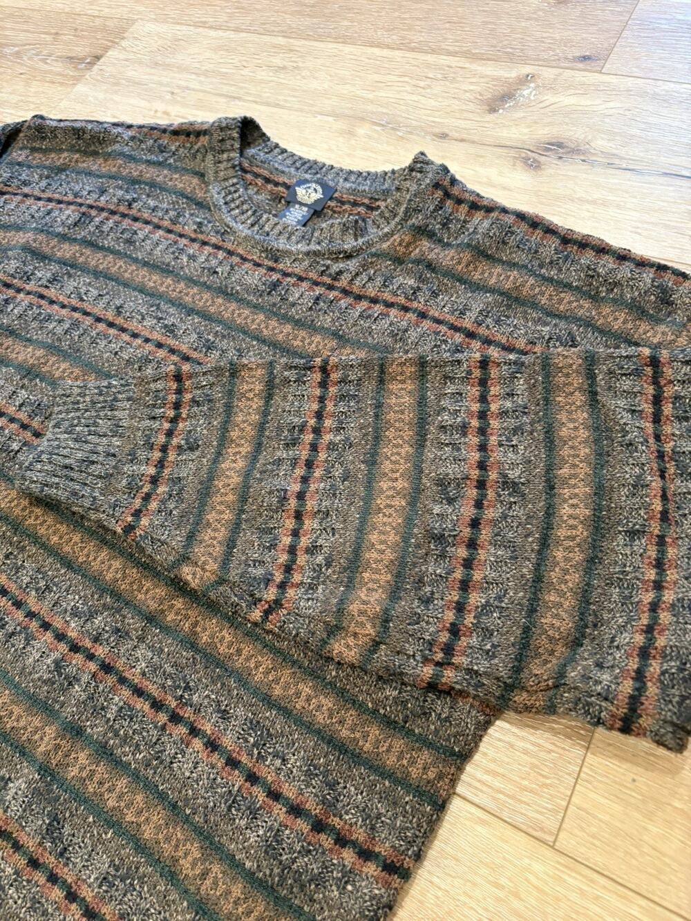 Men’s Dockers Vintage 1990s Fall Knit Abstract Pattern Crewneck Sweater XL